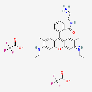 molecular formula C32H34F6N4O6 B1435854 [9-[2-(2-azaniumylethylcarbamoyl)phenyl]-6-(ethylamino)-2,7-dimethylxanthen-3-ylidene]-ethylazanium;2,2,2-trifluoroacetate CAS No. 591742-74-4