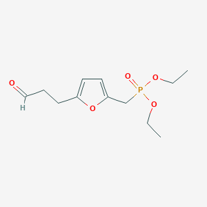 molecular formula C12H19O5P B14358663 Diethyl {[5-(3-oxopropyl)furan-2-yl]methyl}phosphonate CAS No. 93639-49-7