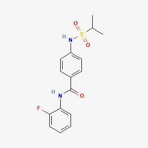 molecular formula C16H17FN2O3S B14358699 N-(2-Fluorophenyl)-4-[(propane-2-sulfonyl)amino]benzamide CAS No. 90234-00-7