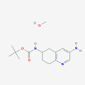 molecular formula C15H25N3O3 B1435870 tert-butyl (3-amino-5,6,7,8-tetrahydroquinolin-6-yl)carbamate compound with methanol (1:1) CAS No. 2108722-93-4