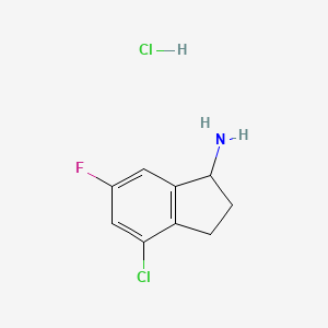 molecular formula C9H10Cl2FN B1435871 4-chloro-6-fluoro-2,3-dihydro-1H-inden-1-amine hydrochloride CAS No. 2031260-75-8