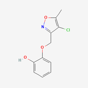 molecular formula C11H10ClNO3 B14358743 Phenol, 2-[(4-chloro-5-methyl-3-isoxazolyl)methoxy]- CAS No. 90288-56-5