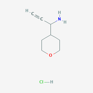 molecular formula C8H14ClNO B1435876 1-(氧杂-4-基)丙-2-炔-1-胺盐酸盐 CAS No. 1989659-83-7