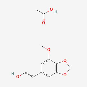 molecular formula C12H14O6 B14358799 Acetic acid;2-(7-methoxy-1,3-benzodioxol-5-yl)ethenol CAS No. 91487-96-6