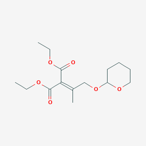 molecular formula C15H24O6 B143588 Diethyl 2-[1-(oxan-2-yloxy)propan-2-ylidene]propanedioate CAS No. 86958-53-4