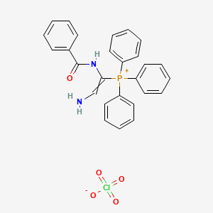 molecular formula C27H24ClN2O5P B14358886 (2-Amino-1-benzamidoethenyl)(triphenyl)phosphanium perchlorate CAS No. 90283-78-6