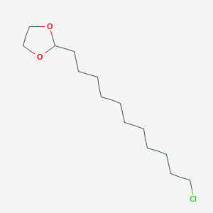 molecular formula C14H27ClO2 B14358953 1,3-Dioxolane, 2-(11-chloroundecyl)- CAS No. 96025-41-1