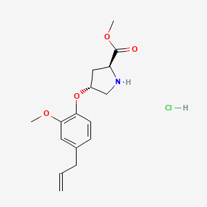 molecular formula C16H22ClNO4 B1435912 Methyl (2S,4R)-4-(2-methoxy-4-prop-2-enylphenoxy)pyrrolidine-2-carboxylate;hydrochloride CAS No. 1354488-45-1
