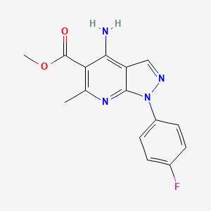 molecular formula C15H13FN4O2 B1435922 4-氨基-1-(4-氟苯基)-6-甲基-1h-吡唑并[3,4-b]吡啶-5-甲酸甲酯 CAS No. 2173115-80-3