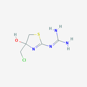 molecular formula C5H9ClN4OS B14359308 N''-[4-(Chloromethyl)-4-hydroxy-4,5-dihydro-1,3-thiazol-2-yl]guanidine CAS No. 95907-34-9