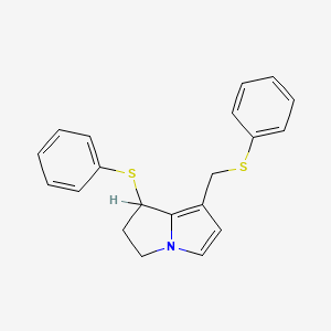 molecular formula C20H19NS2 B14359377 1-(phenylsulfanyl)-7-[(phenylsulfanyl)methyl]-2,3-dihydro-1H-pyrrolizine CAS No. 91021-76-0