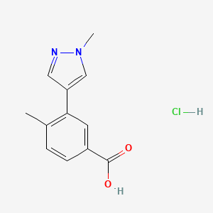 molecular formula C12H13ClN2O2 B1435940 盐酸 4-甲基-3-(1-甲基-1H-吡唑-4-基)苯甲酸 CAS No. 2060006-85-9