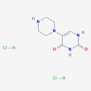 molecular formula C8H14Cl2N4O2 B1435962 5-(哌嗪-1-基)-1,2,3,4-四氢嘧啶-2,4-二酮二盐酸盐 CAS No. 2097937-56-7