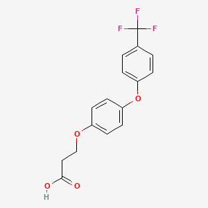 molecular formula C16H13F3O4 B14359669 Propanoic acid, 3-[4-[4-(trifluoromethyl)phenoxy]phenoxy]- CAS No. 91503-97-8