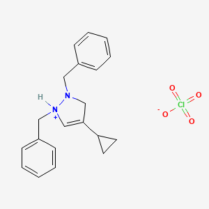 molecular formula C20H23ClN2O4 B14359687 1,2-Dibenzyl-4-cyclopropyl-2,3-dihydro-1H-pyrazol-1-ium perchlorate CAS No. 90253-29-5