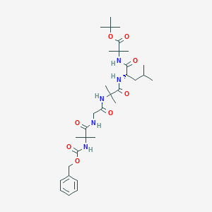 molecular formula C32H51N5O8 B143597 tert-butyl 2-methyl-2-[[(2S)-4-methyl-2-[[2-methyl-2-[[2-[[2-methyl-2-(phenylmethoxycarbonylamino)propanoyl]amino]acetyl]amino]propanoyl]amino]pentanoyl]amino]propanoate CAS No. 136687-69-9