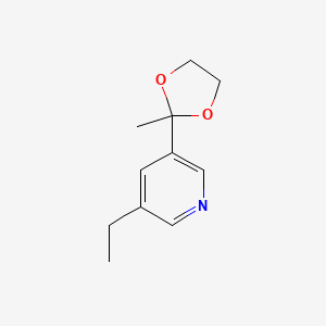 molecular formula C11H15NO2 B14360069 3-Ethyl-5-(2-methyl-1,3-dioxolan-2-yl)pyridine CAS No. 91670-73-4