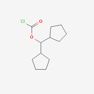 molecular formula C12H19ClO2 B14360132 Dicyclopentylmethyl carbonochloridate CAS No. 91413-60-4