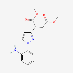 molecular formula C15H17N3O4 B14360220 Dimethyl 2-[1-(2-aminophenyl)-1H-pyrazol-3-yl]butanedioate CAS No. 90460-18-7