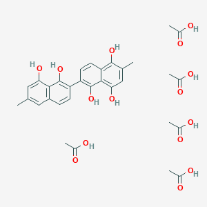 molecular formula C32H38O15 B14360313 Acetic acid;6-(1,8-dihydroxy-6-methylnaphthalen-2-yl)-2-methylnaphthalene-1,4,5-triol CAS No. 93236-39-6