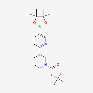 molecular formula C21H33BN2O4 B1436035 Tert-butyl 3-(5-(4,4,5,5-tetramethyl-1,3,2-dioxaborolan-2-yl)pyridin-2-yl)piperidine-1-carboxylate CAS No. 2068065-28-9