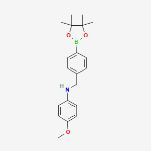 molecular formula C20H26BNO3 B1436042 4-methoxy-N-(4-(4,4,5,5-tetramethyl-1,3,2-dioxaborolan-2-yl)benzyl)aniline CAS No. 1454653-60-1