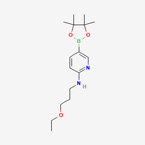 molecular formula C16H27BN2O3 B1436044 N-(3-乙氧基丙基)-5-(4,4,5,5-四甲基-1,3,2-二氧杂硼杂环戊二烯-2-基)吡啶-2-胺 CAS No. 1350635-93-6