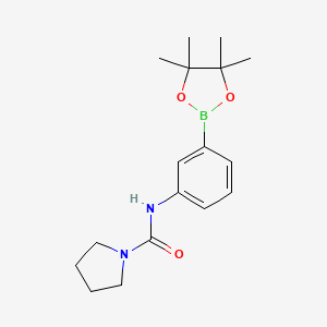 molecular formula C17H25BN2O3 B1436046 N-(3-(4,4,5,5-tetramethyl-1,3,2-dioxaborolan-2-yl)phenyl)pyrrolidine-1-carboxamide CAS No. 874299-00-0