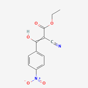 molecular formula C12H10N2O5 B14360566 Ethyl 2-cyano-3-hydroxy-3-(4-nitrophenyl)prop-2-enoate CAS No. 91024-58-7