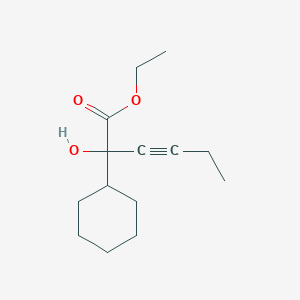 molecular formula C14H22O3 B14360706 Ethyl 2-cyclohexyl-2-hydroxyhex-3-ynoate CAS No. 92957-00-1