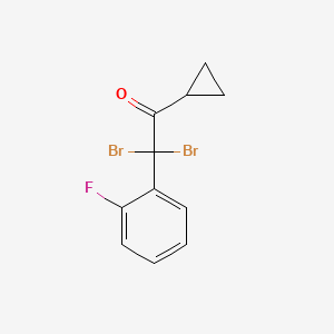 molecular formula C11H9Br2FO B1436094 2,2-Dibromo-1-cyclopropyl-2-(2-fluorophenyl)ethanone CAS No. 2091625-61-3
