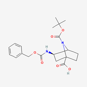 molecular formula C20H26N2O6 B1436097 (3R)-3-(((Benzyloxy)carbonyl)amino)-7-(tert-butoxycarbonyl)-7-azabicyclo[2.2.1]heptane-1-carboxylic acid CAS No. 1445949-59-6