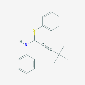 molecular formula C19H21NS B14361076 N-[4,4-Dimethyl-1-(phenylsulfanyl)pent-2-yn-1-yl]aniline CAS No. 90261-32-8