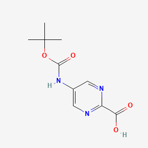 molecular formula C10H13N3O4 B1436130 5-((tert-Butoxycarbonyl)amino)pyrimidine-2-carboxylic acid CAS No. 2384916-52-1