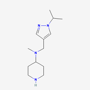 molecular formula C13H24N4 B1436134 N-methyl-N-{[1-(propan-2-yl)-1H-pyrazol-4-yl]methyl}piperidin-4-amine CAS No. 2140305-95-7
