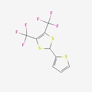 molecular formula C9H4F6S3 B14361346 2-(Thiophen-2-yl)-4,5-bis(trifluoromethyl)-2H-1,3-dithiole CAS No. 96437-63-7