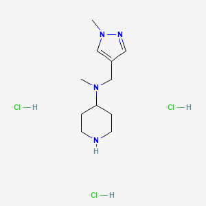 N-methyl-N-[(1-methyl-1H-pyrazol-4-yl)methyl]piperidin-4-amine trihydrochloride