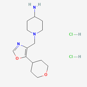 1-((5-(Tetrahydro-2H-pyran-4-yl)oxazol-4-yl)methyl)piperidin-4-amine dihydrochloride