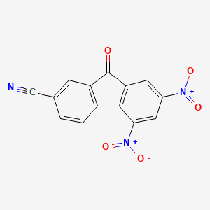 molecular formula C14H5N3O5 B14361441 5,7-Dinitro-9-oxo-9H-fluorene-2-carbonitrile CAS No. 92507-89-6