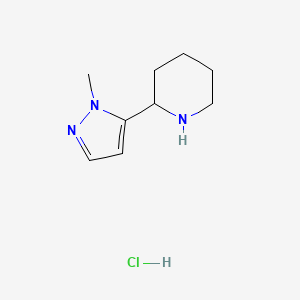 molecular formula C9H16ClN3 B1436162 2-(1-methyl-1H-pyrazol-5-yl)piperidine hydrochloride CAS No. 1803581-02-3