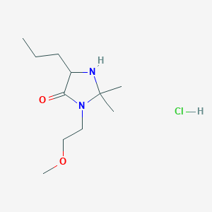 molecular formula C11H23ClN2O2 B1436163 3-(2-Methoxyethyl)-2,2-dimethyl-5-propylimidazolidin-4-one hydrochloride CAS No. 1786258-42-1