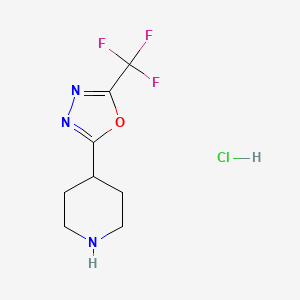 molecular formula C8H11ClF3N3O B1436166 2-(Piperidin-4-yl)-5-(trifluoromethyl)-1,3,4-oxadiazole hydrochloride CAS No. 1820613-91-9