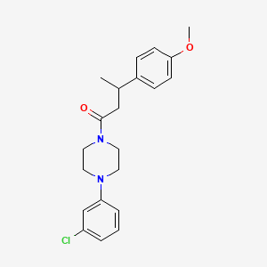 molecular formula C21H25ClN2O2 B14361753 1-[4-(3-Chlorophenyl)piperazin-1-yl]-3-(4-methoxyphenyl)butan-1-one CAS No. 90316-60-2