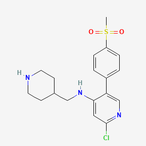 molecular formula C18H22ClN3O2S B1436186 2-氯-5-(4-(甲磺酰基)苯基)-N-(哌啶-4-基甲基)吡啶-4-胺 CAS No. 2208654-76-4