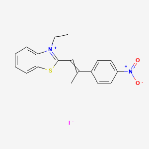 molecular formula C18H17IN2O2S B14361886 3-Ethyl-2-[2-(4-nitrophenyl)prop-1-en-1-yl]-1,3-benzothiazol-3-ium iodide CAS No. 90351-77-2