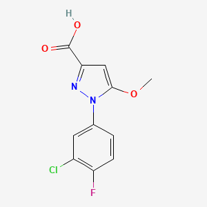 molecular formula C11H8ClFN2O3 B1436201 1-(3-Chloro-4-fluorophenyl)-5-methoxy-1H-pyrazole-3-carboxylic acid CAS No. 1239734-47-4