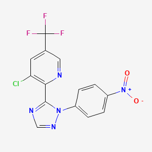3-chloro-2-(1-(4-nitrophenyl)-1H-1,2,4-triazol-5-yl)-5-(trifluoromethyl)pyridine