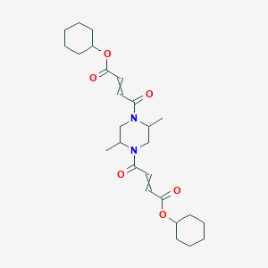 molecular formula C26H38N2O6 B14362771 Dicyclohexyl 4,4'-(2,5-dimethylpiperazine-1,4-diyl)bis(4-oxobut-2-enoate) CAS No. 91480-84-1