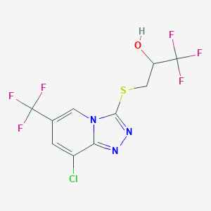 molecular formula C10H6ClF6N3OS B1436278 3-((8-Chloro-6-(trifluoromethyl)-[1,2,4]triazolo[4,3-a]pyridin-3-yl)thio)-1,1,1-trifluoropropan-2-ol CAS No. 1823183-33-0