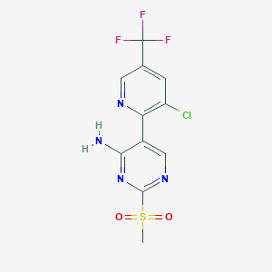 molecular formula C11H8ClF3N4O2S B1436283 5-(3-Chloro-5-(trifluoromethyl)pyridin-2-yl)-2-(methylsulfonyl)pyrimidin-4-amine CAS No. 1823183-00-1